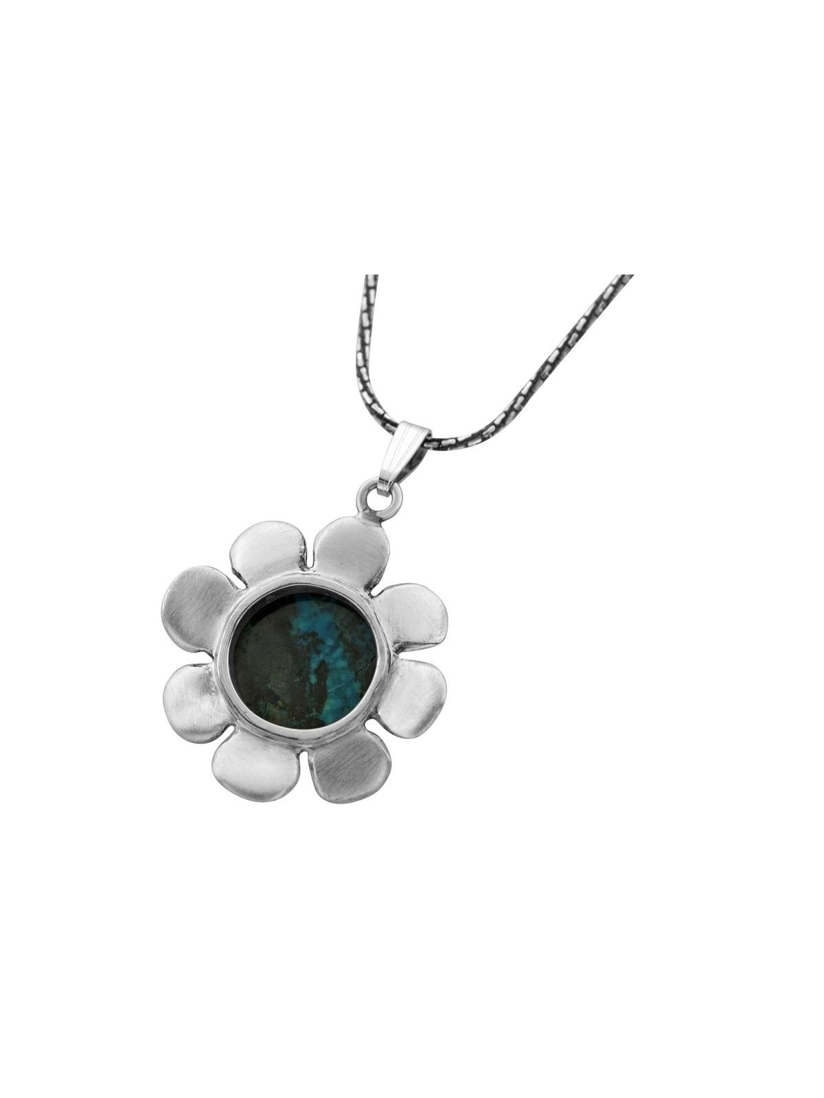 Sterling Silver and Eilat Stone Daisy Necklace