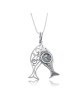Collier de poisson romain en verre et argent