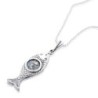 Roman Glass and Silver Fish Necklace