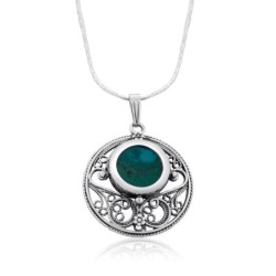 Collier boule en argent et pierre d'Eilat