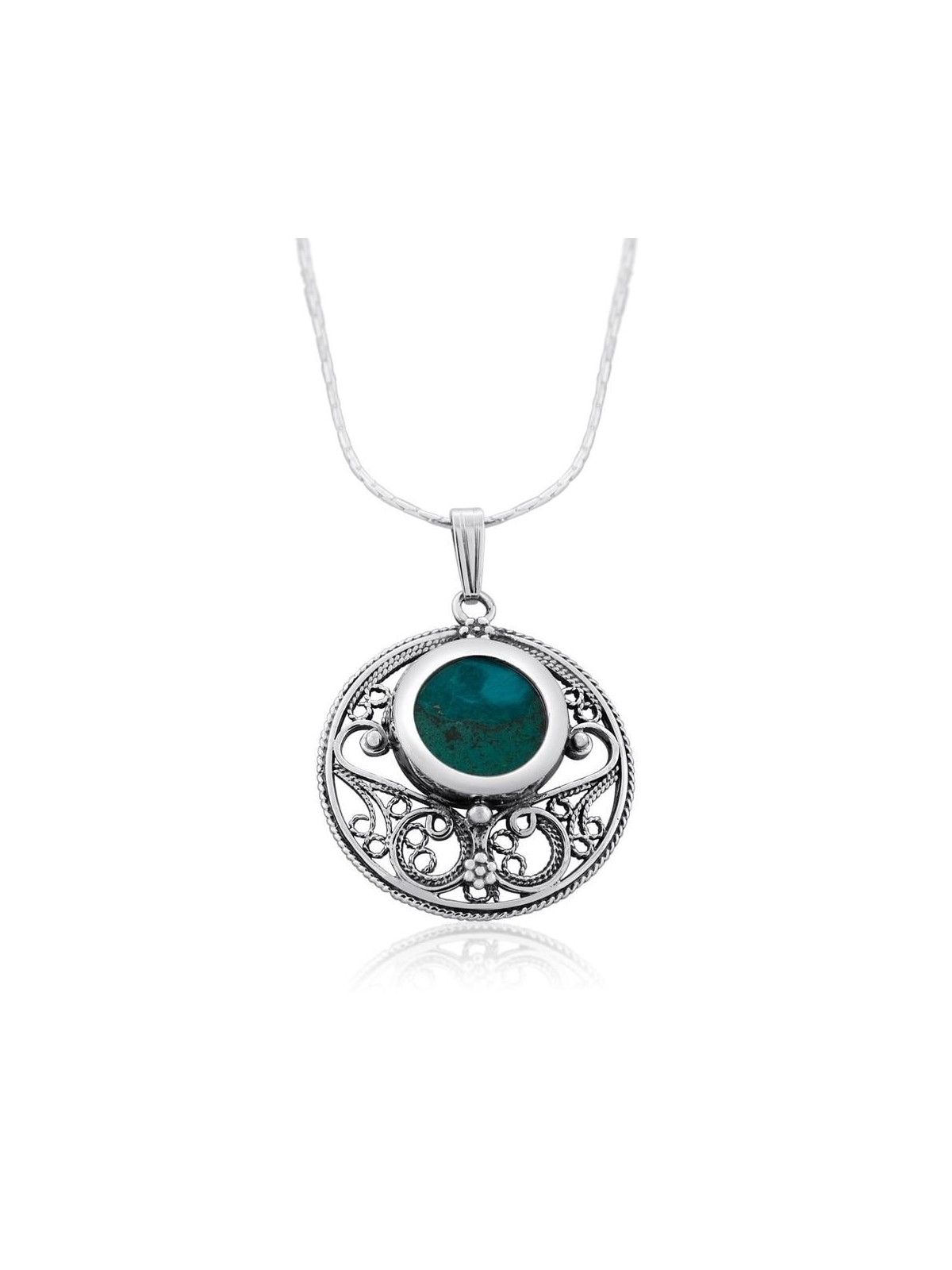 Collier boule en argent et pierre d'Eilat