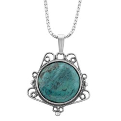 Classical Sterling Silver and Eilat Stone Necklace