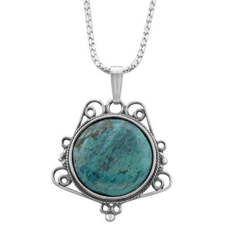 Classical Sterling Silver and Eilat Stone Necklace