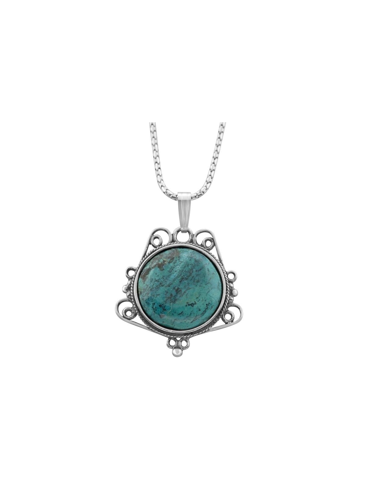 Collier classique en argent sterling et pierre d'Eilat