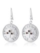 Boucles d’oreilles à trois grenades Shekel Coin avec pierres de grenat