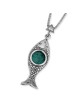 Rafael Jewelry Sterling Silver Fish Pendant with Eilat Stone