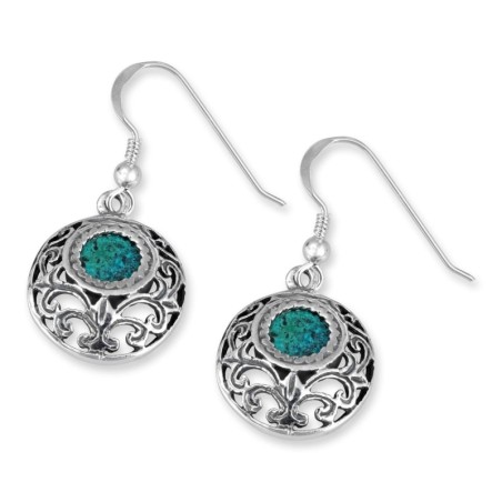 Rafael Jewelry Boucles d'oreilles en pierre d'Eilat et boule d'argent