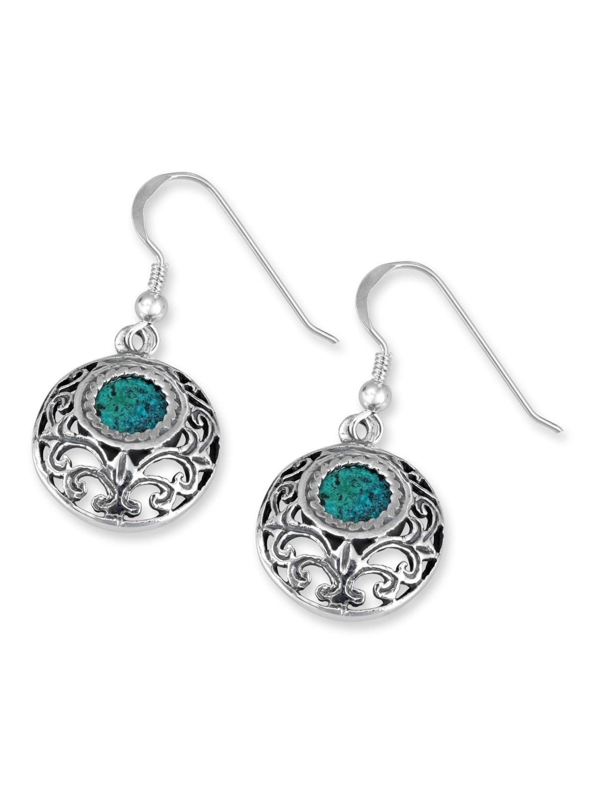 Rafael Jewelry Boucles d'oreilles en pierre d'Eilat et boule d'argent