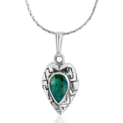 Silver Heart Necklace with Eilat Stone