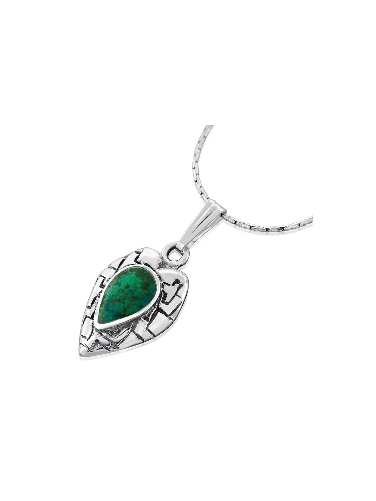 Collier coeur en argent avec pierre d'Eilat