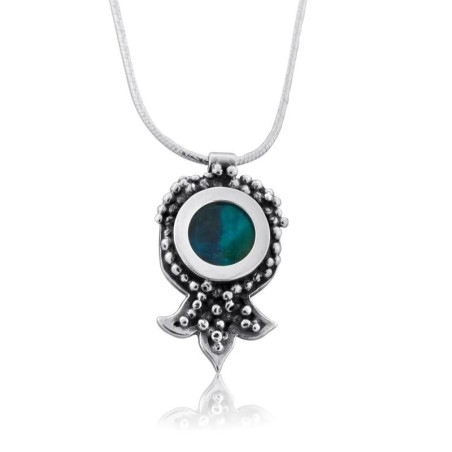 Eilat Stone and Silver Pomegranate Necklace