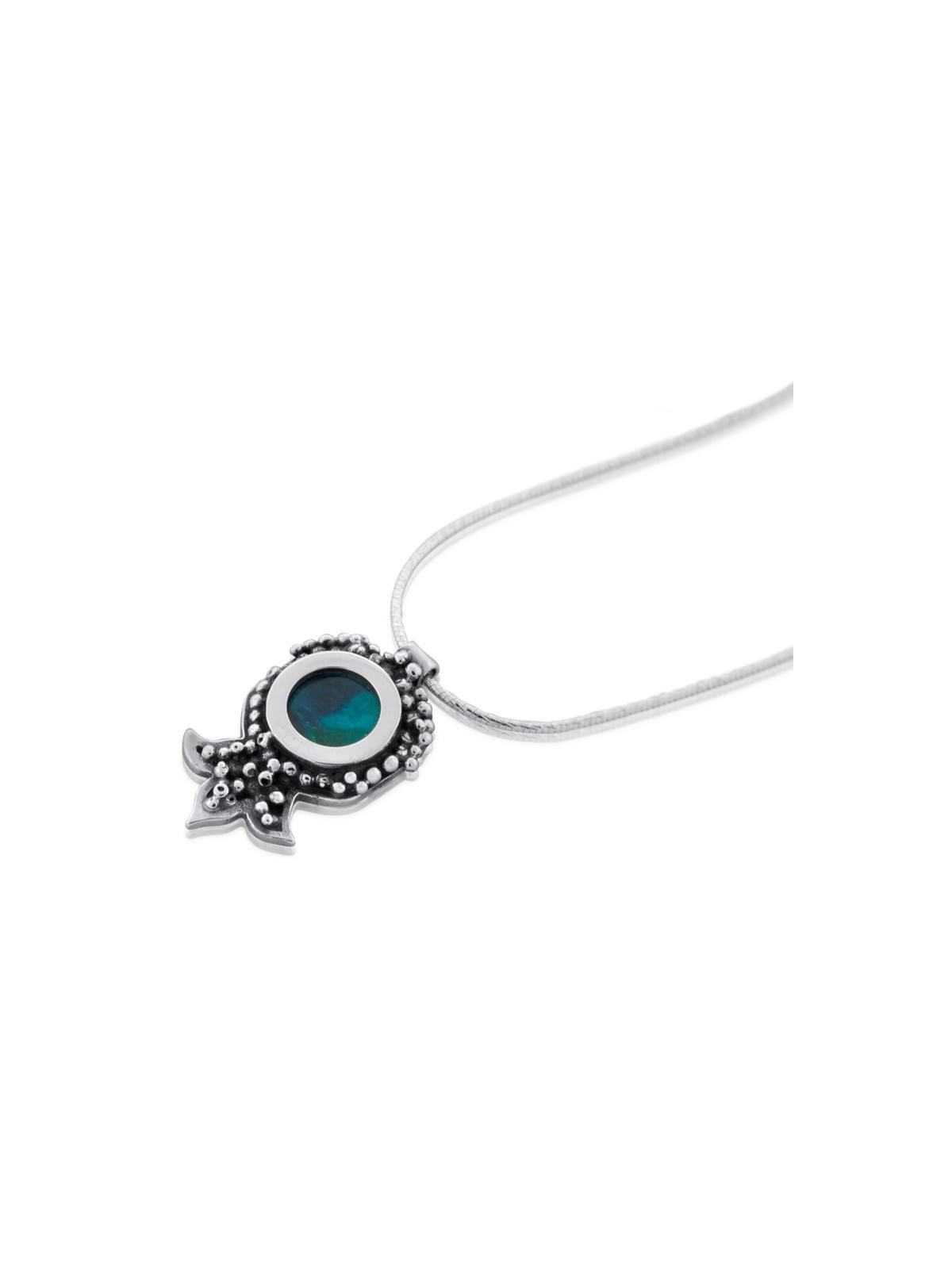 Eilat Stone and Silver Pomegranate Necklace