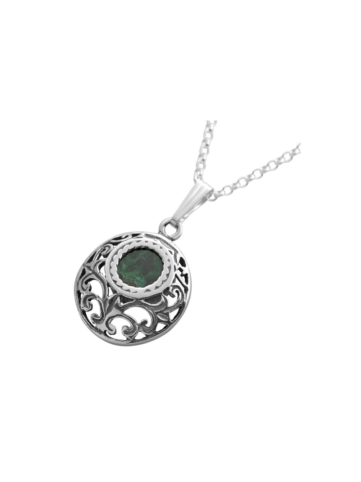Collier boule de luxe en argent sterling et pierre d'Eilat