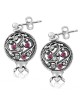 Sterling Silver Filigree Pomegranate Stud Earrings with Ruby Gemstones