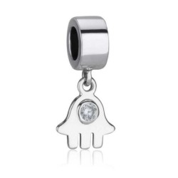 Marina Jewelry Sterling Silver Hamsa Pendant Charm with Cubic Zirconia