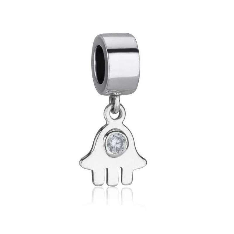 Marina Jewelry Sterling Silver Hamsa Pendant Charm with Cubic Zirconia