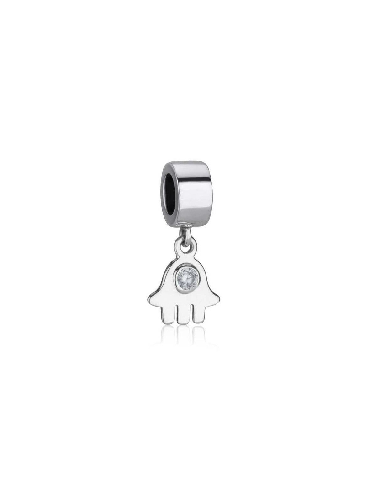 Marina Jewelry Sterling Silver Hamsa Pendant Charm with Cubic Zirconia