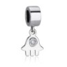 Marina Jewelry Sterling Silver Hamsa Pendant Charm with Cubic Zirconia