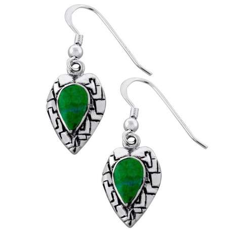 Boucles d'oreilles coeur en argent avec pierre d'Eilat