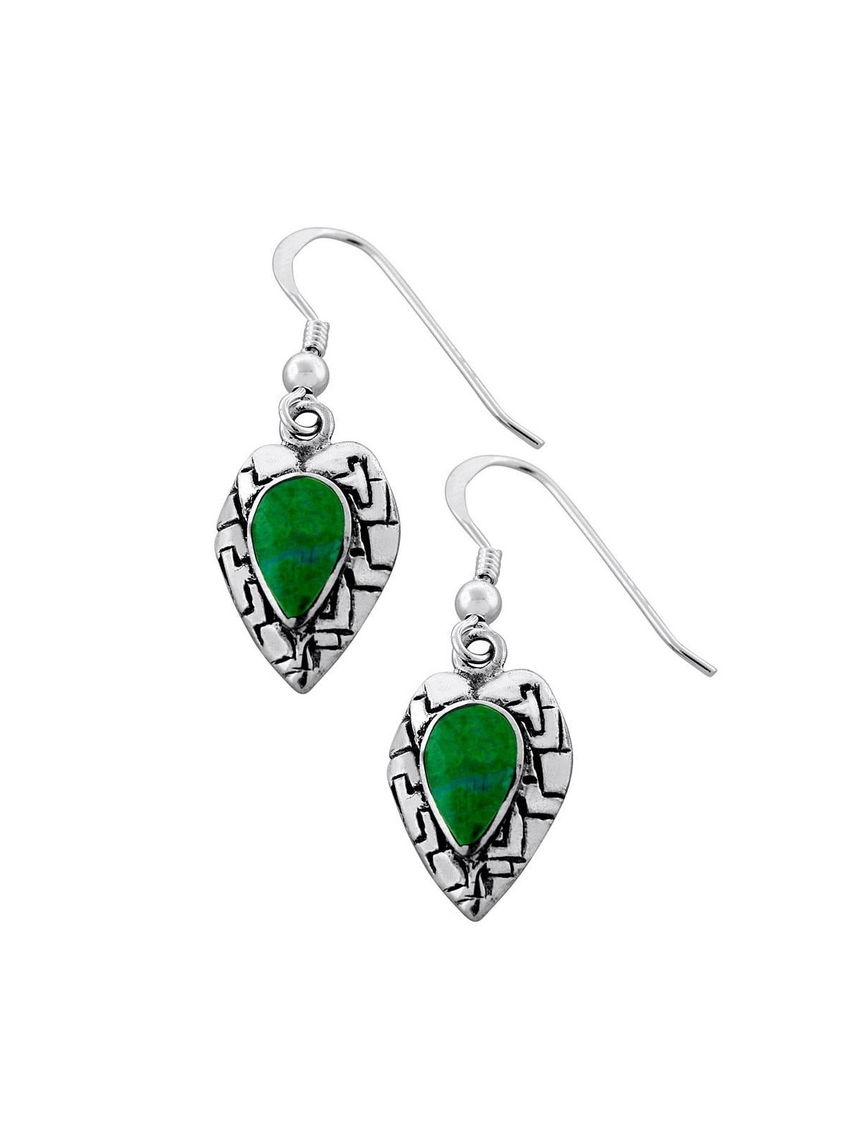 Boucles d'oreilles coeur en argent avec pierre d'Eilat