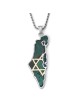 Pendentif carte d'Israël en argent sterling 925/or 14 carats avec pierre d'Eilat et