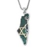 925 Sterling Silver / 14K Gold Israel Map Pendant with Eilat Stone and