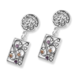 Rafael Jewelry 925 Sterling Silver Filigree Pattern Earrings with Amet