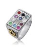 Sterling Silver Hoshen Ring with Gold Star of David