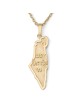 Pendentif carte d'Israël 'Am Yisrael Chai' en or 14 carats par Rafael Jewelry