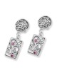 Rafael Jewelry 925 Sterling Silver Filigree Pattern Earrings with Ruby