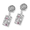 Rafael Jewelry 925 Sterling Silver Filigree Pattern Earrings with Ruby