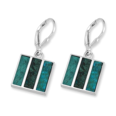 Rafael Jewelry Boucles d'oreilles satellite en argent sterling et pierre d'Eilat
