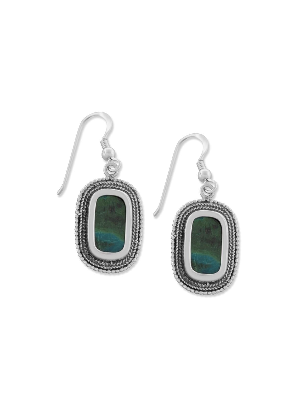 Boucles d'oreilles d'enchantement en argent sterling et pierre d'Eilat