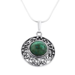 Eilat Stone and Silver Ornamented Necklace