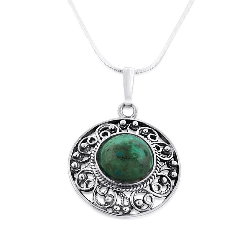 Eilat Stone and Silver Ornamented Necklace