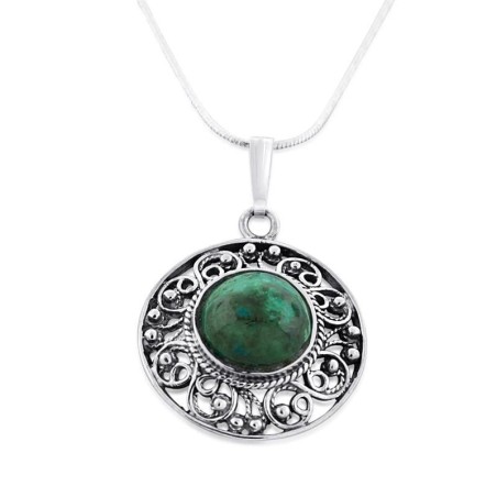 Collier ornementé en pierre et argent d'Eilat