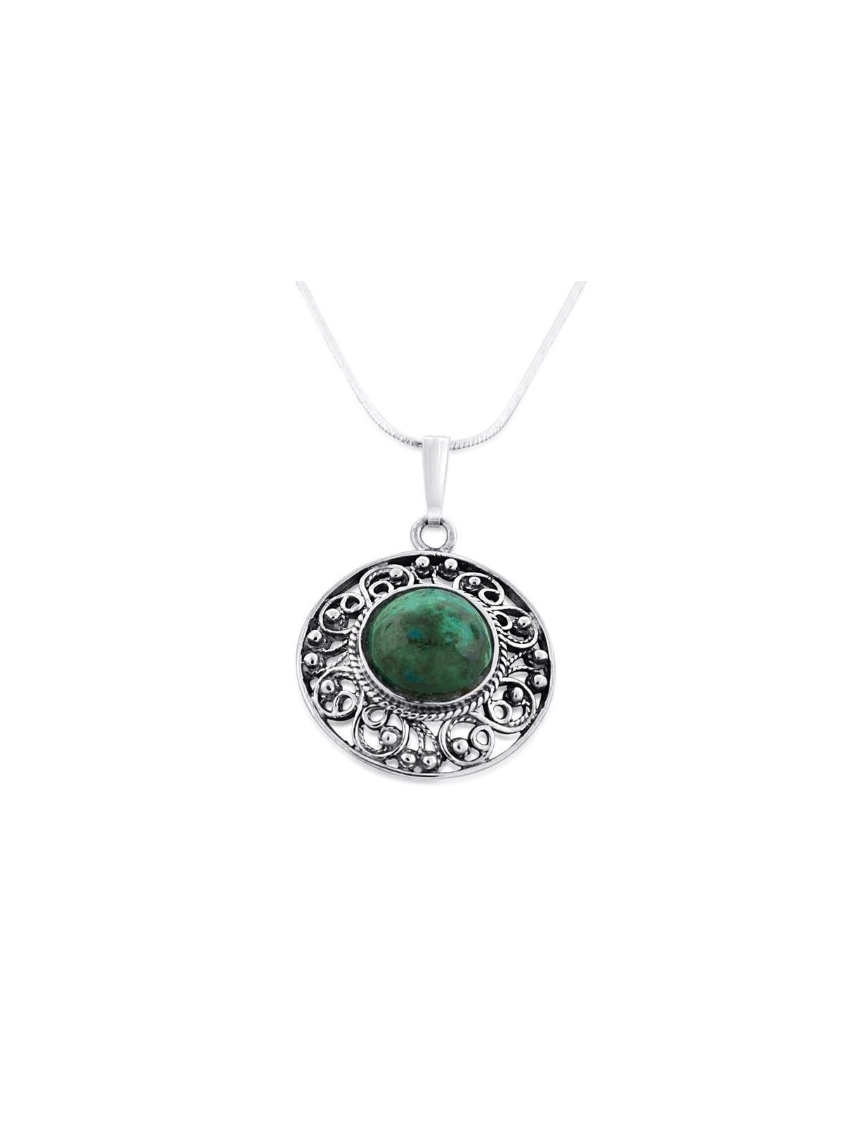 Eilat Stone and Silver Ornamented Necklace