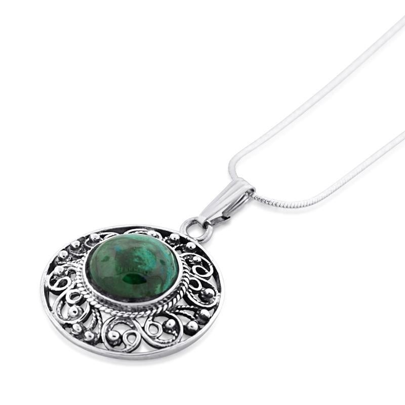 Eilat Stone and Silver Ornamented Necklace