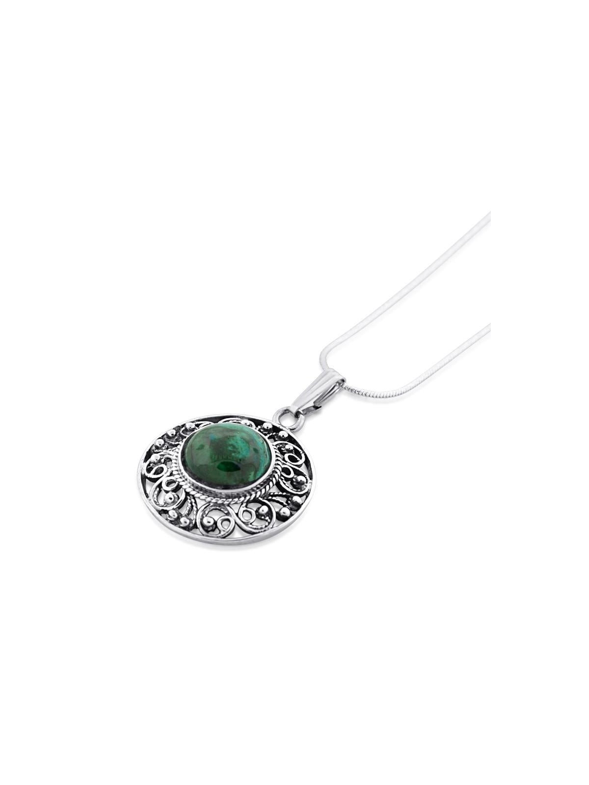 Eilat Stone and Silver Ornamented Necklace