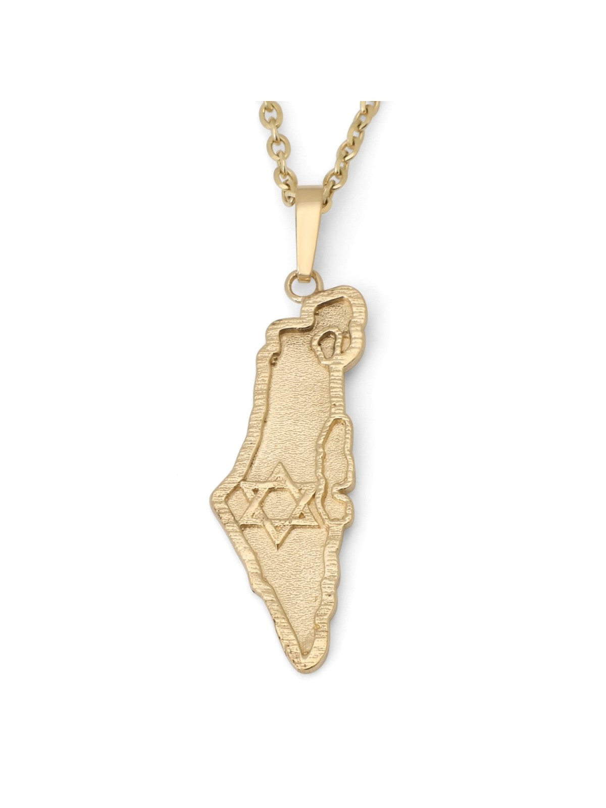 14K Gold Israel Map Pendant with Star of David