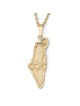 Pendentif carte d'Israël en or 14 carats avec étoile de David