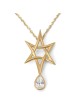14K Gold Star of David Pendant with Pear-Shaped Diamond Drop for Women
