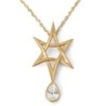 14K Gold Star of David Pendant with Pear-Shaped Diamond Drop for Women
