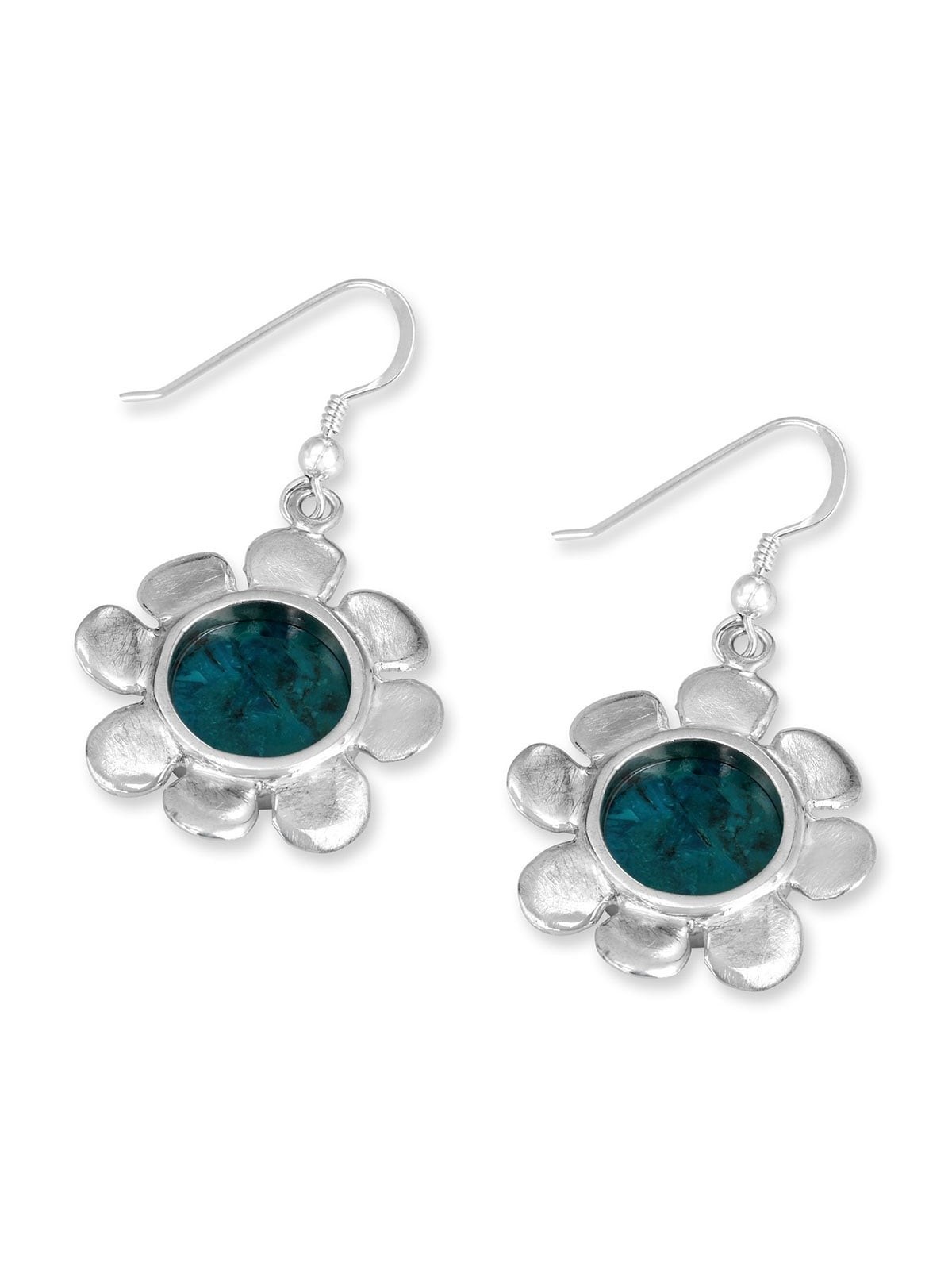 Rafael Jewelry Sterling Silver and Eilat Stone Daisy Earrings