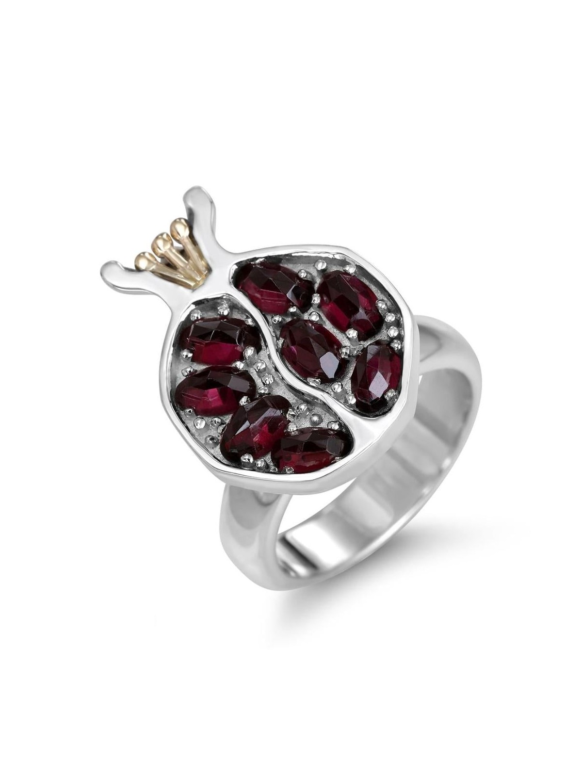 Rafael Jewelry Grenade en argent sterling et or jaune 14 carats avec garn