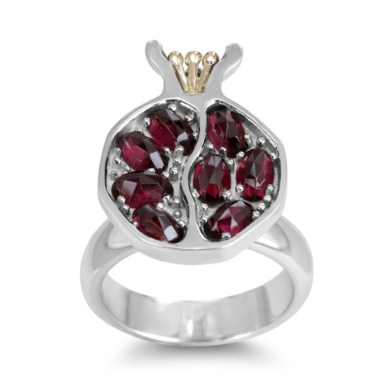 Rafael Jewelry Grenade en argent sterling et or jaune 14 carats avec garn