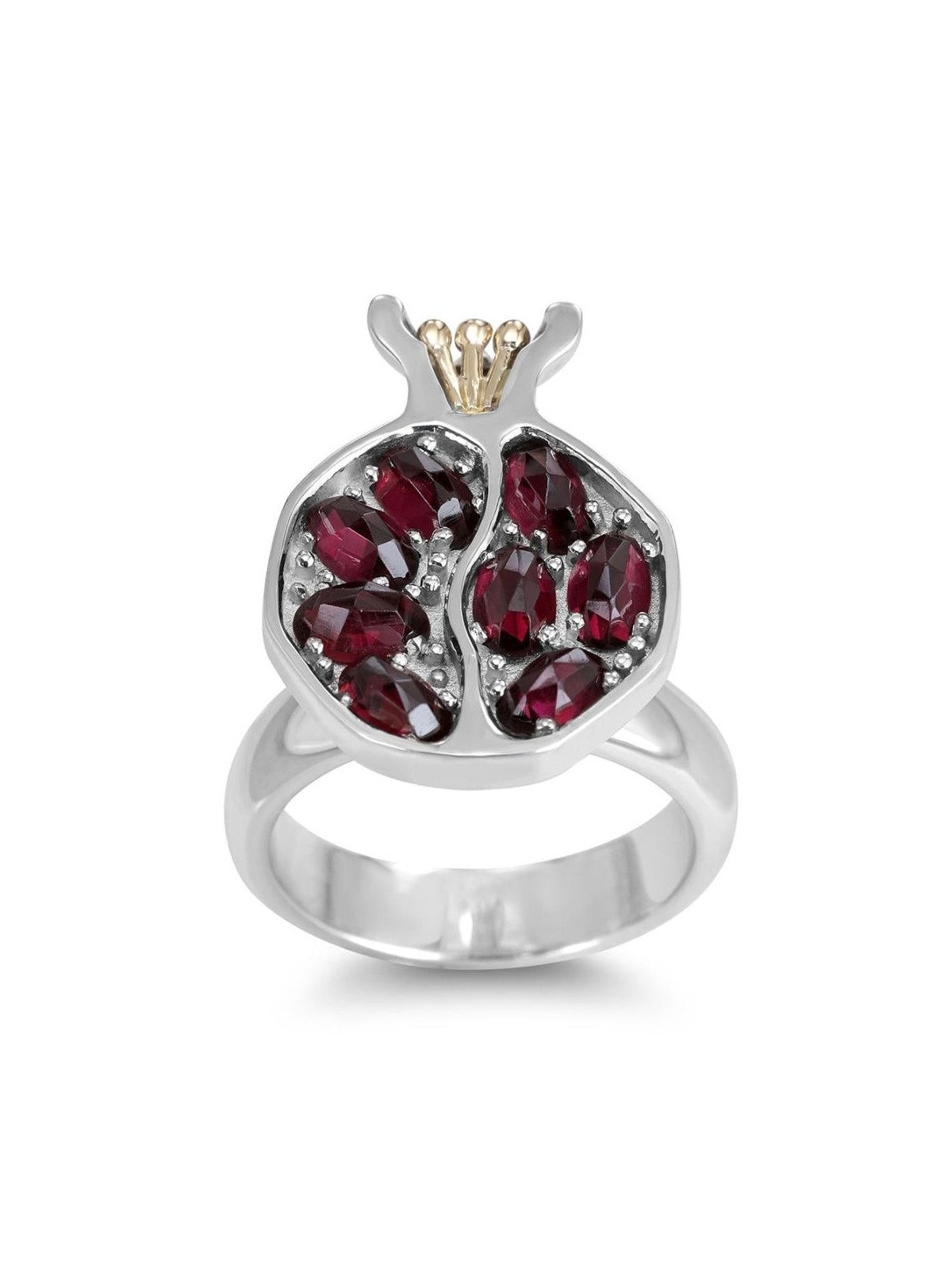 Rafael Jewelry Grenade en argent sterling et or jaune 14 carats avec garn