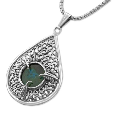 Collier en argent sterling et pierre d’Eilat en forme de larme