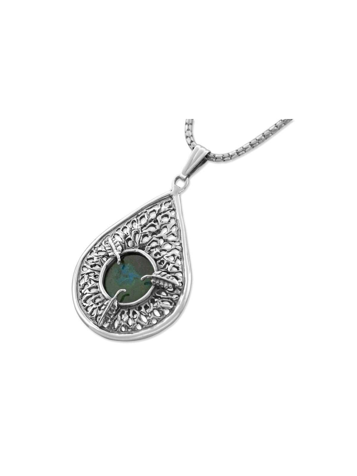 Collier en argent sterling et pierre d’Eilat en forme de larme