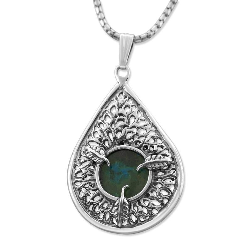 Collier en argent sterling et pierre d’Eilat en forme de larme